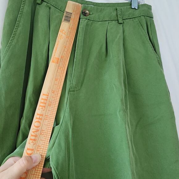Reformation Mason Green Pants Women's 8 petite Wide Leg Culottes Pleated Pockets - Picture 8 of 12